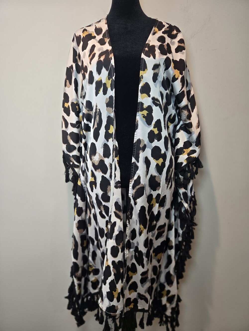 Solution Swim Suit Cover Up Robe Small Women's Animal Print Fringed Cheetah